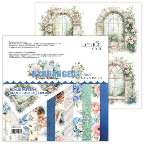 LemonCraft Dear Diary Hydrangea Elements & Basic 8x8 Inch Paper Pad (LEM-DD-HYD-03)