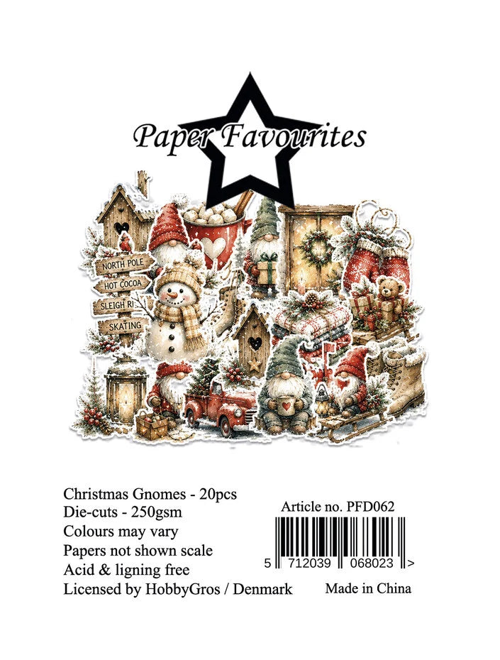 Paper Favourites A7 Christmas Gnomes Die-Cuts, 20 Pieces - PFD062