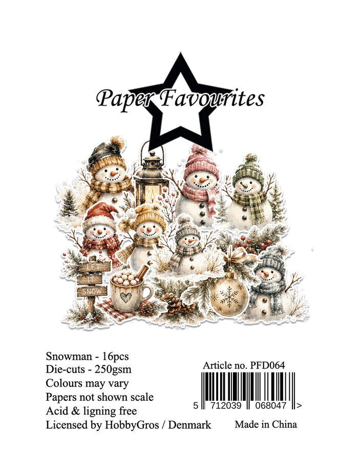 Paper Favourites A7 Snowman Die-Cuts, 16 Pieces - PFD064