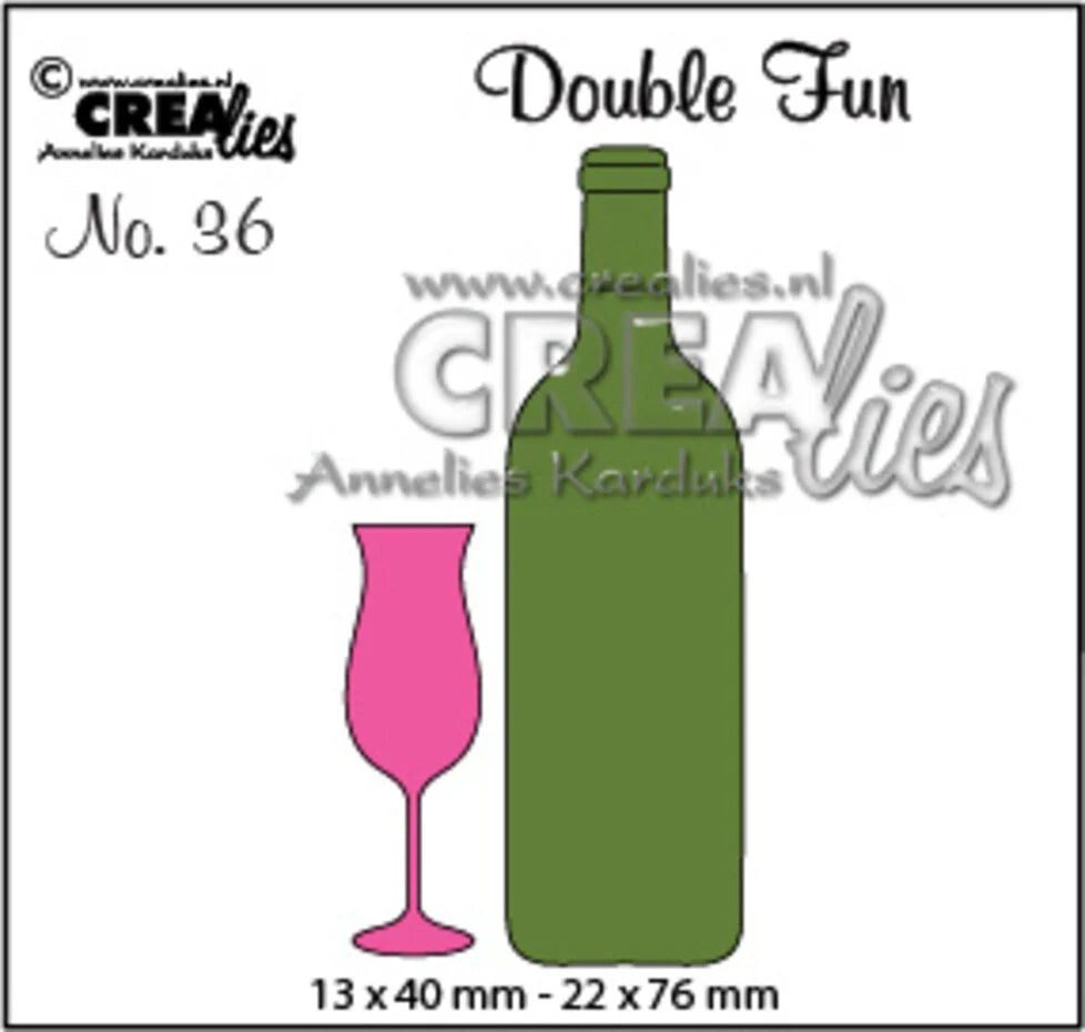 Crealies Double Fun Dies No. 36 Champagne Flute+Bottle of Wine Small (CLDF36)