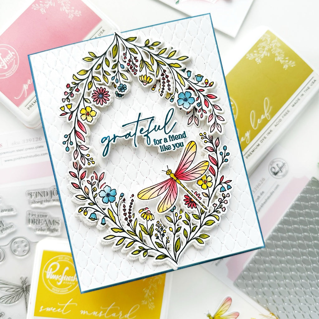 Pinkfresh Studio Dragonfly Dreams stencil stamp and die
