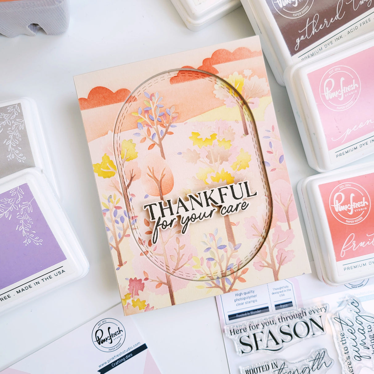 Pinkfresh Studio Dreamer's Forest cling stamp & Stencil Bundle