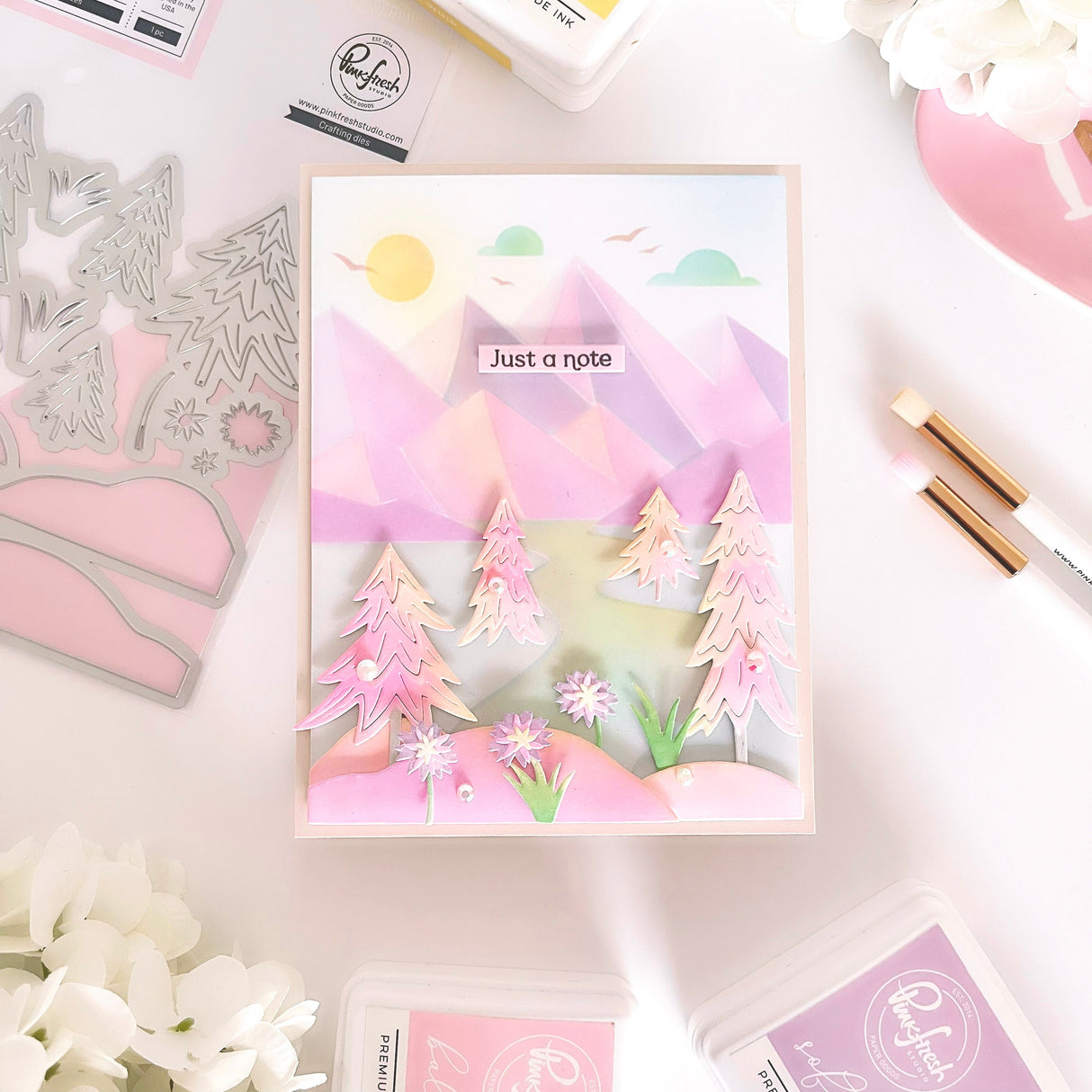 Pinkfresh Studio Trees stencil/ Die Bundle