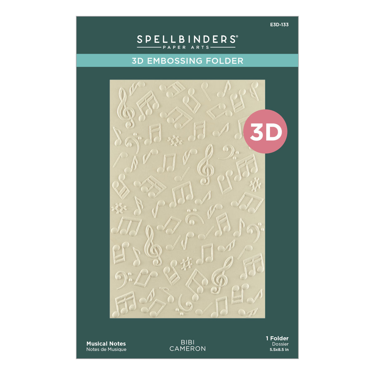 Spellbinders Musical Notes 3D Embossing Folder from the Bibi's Musical Notes Collection by Bibi Cameron
