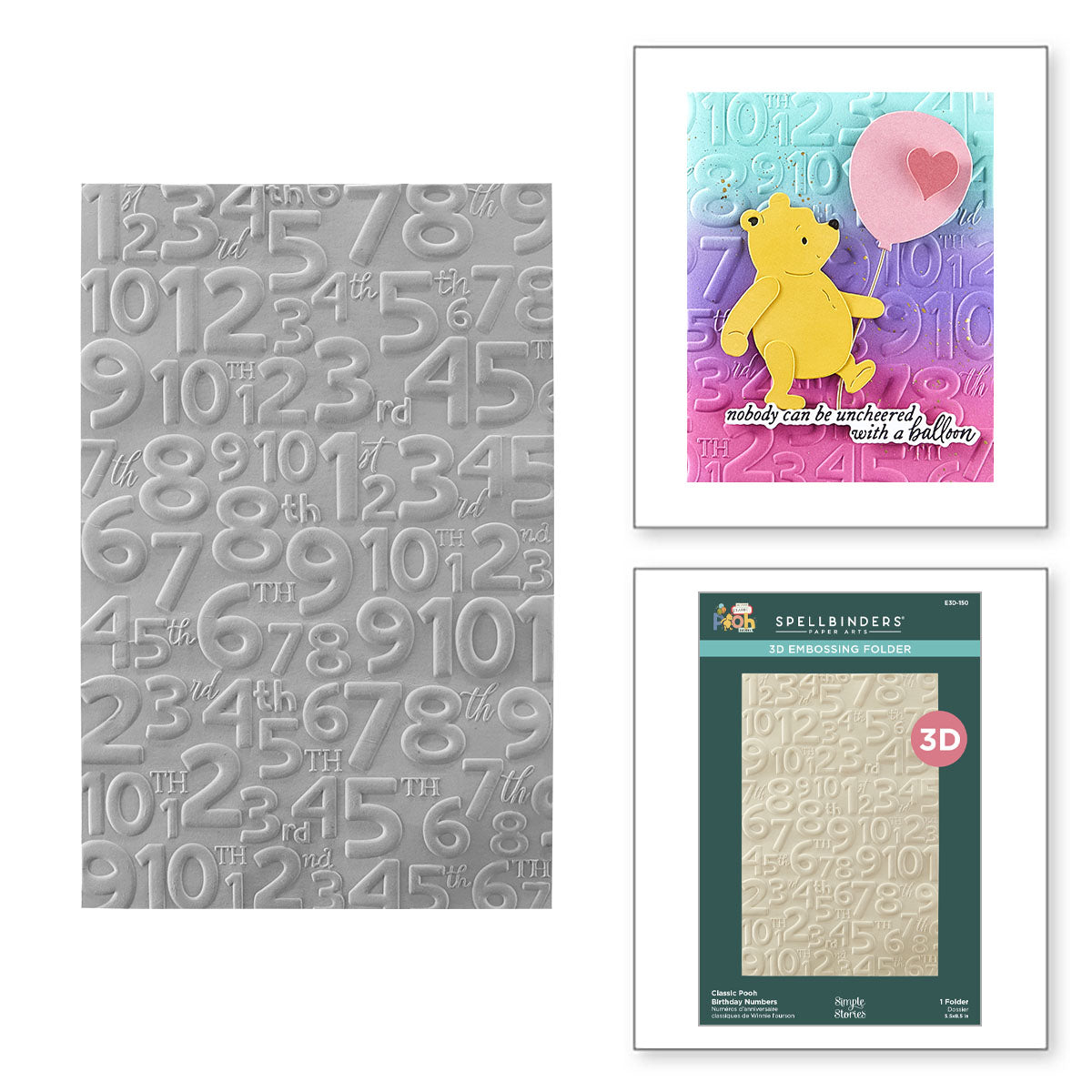 Spellbinders Classic Pooh Birthday Numbers 3D Embossing Folder from the Say Cheese Classic Pooh Birthday Collection