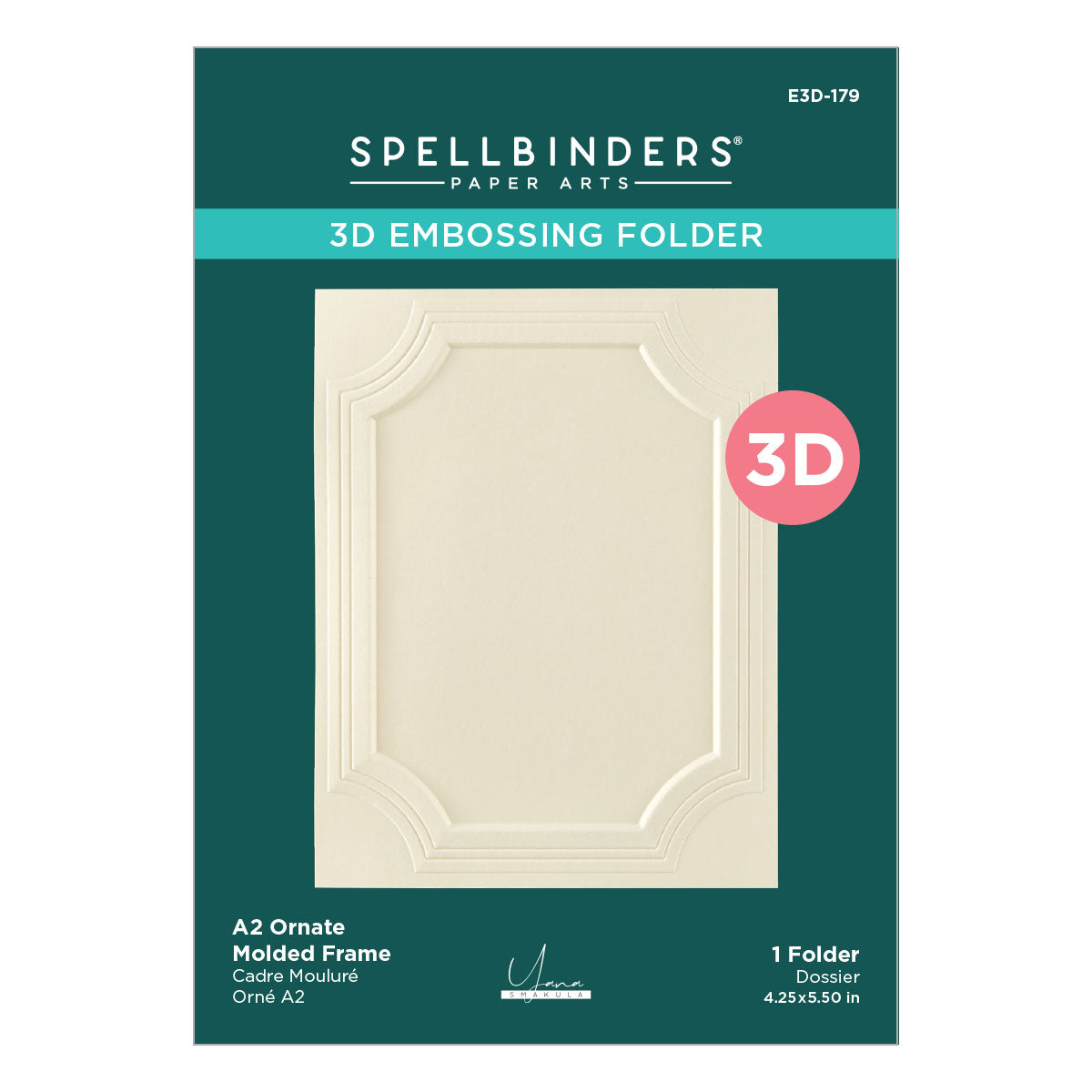 Spellbinders A2 Ornate Molded Frame 3D Embossing Folder by Yana Smakula