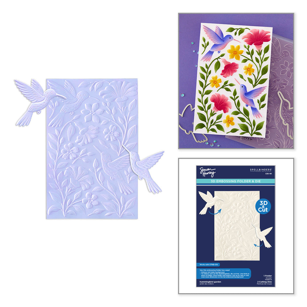 Spellbinders Hummingbird Garden 3D Embossing Folder & Die Set by Simon Hurley - E3D-181