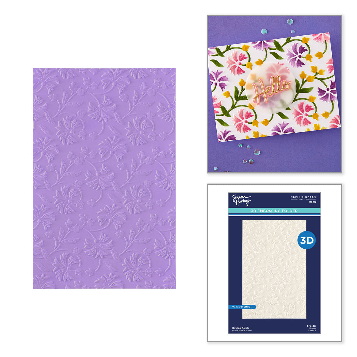 Spellbinders Flowing Florals 3D Embossing Folder by Simon Hurley