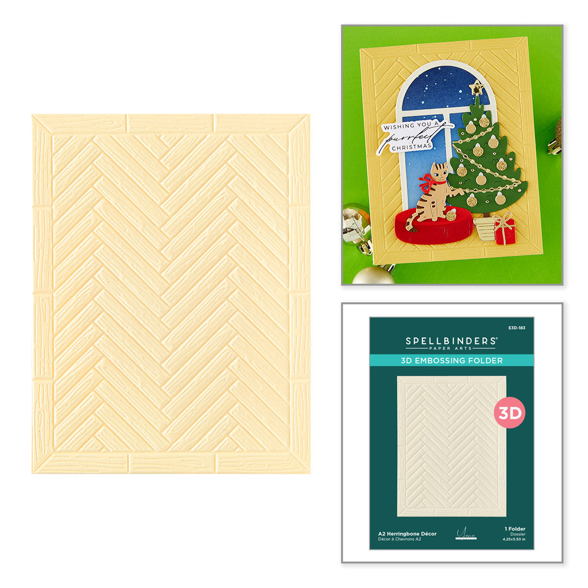 Spellbinders A2 Herringbone Decor 3D Embossing Folder by Yana Smakula