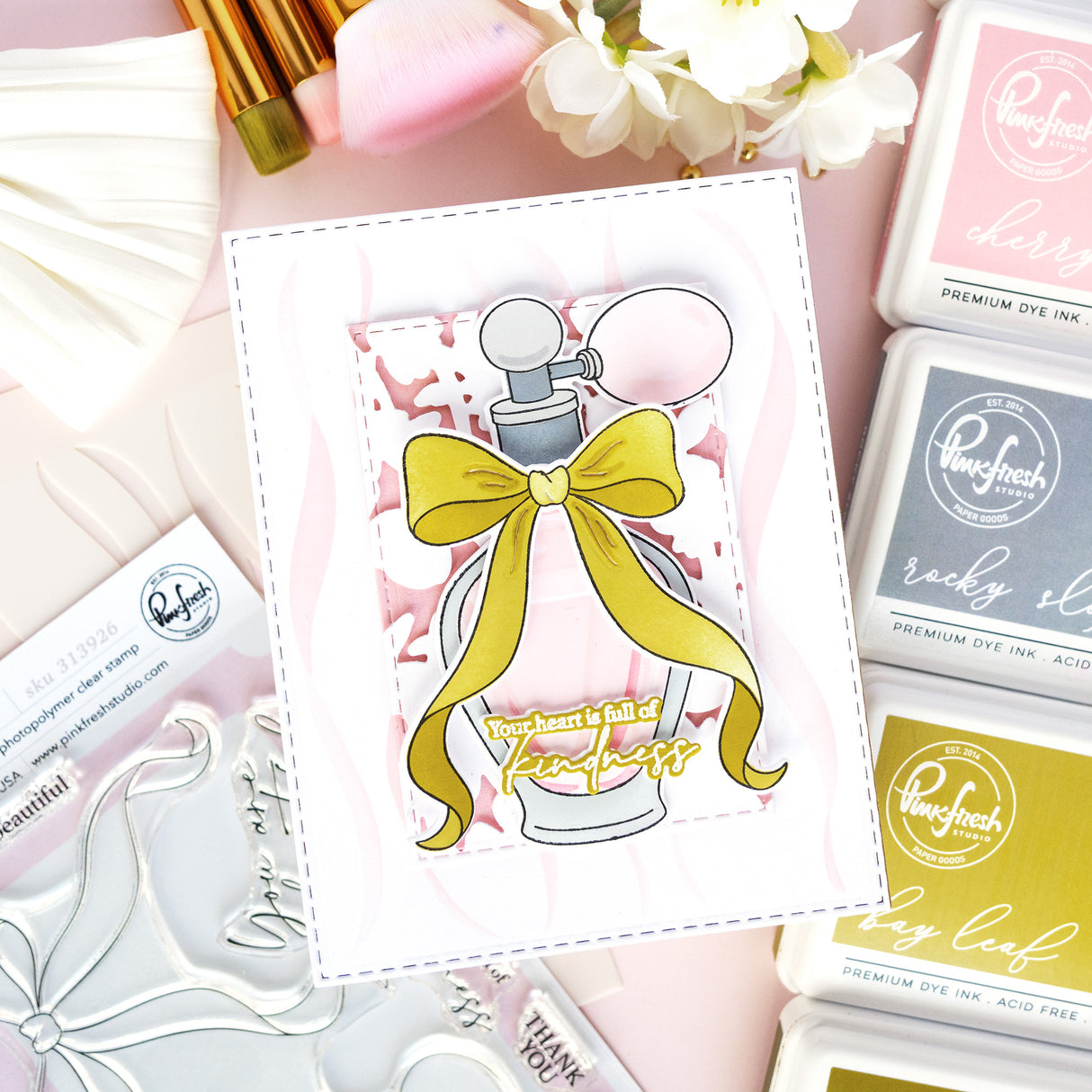 Pinkfresh Studio Ribbon Cascade Stencil