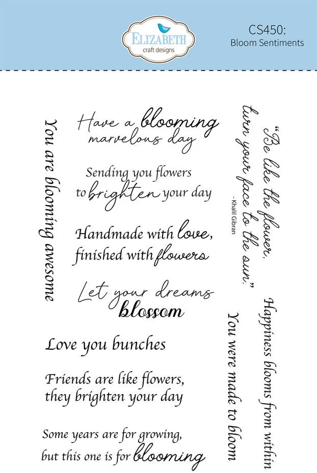 Elizabeth Craft Designs Beautiful Blooms Stamps Bloom Sentiments (CS450)