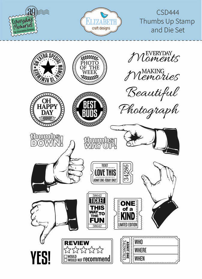 Elizabeth Craft Designs Delightful Discovery Stamp and Die Set Thumbs Up (CSD444)