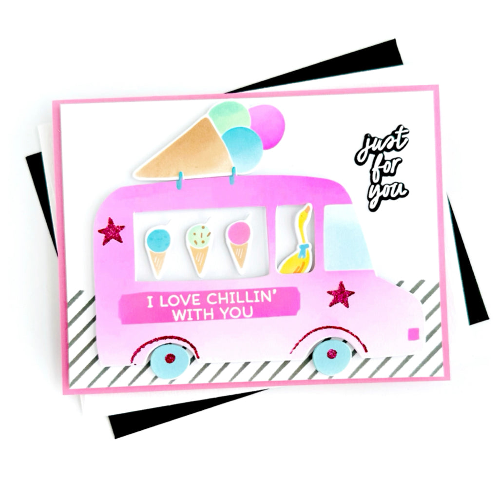 Pinkfresh Studio Ice Cream Truck stencil/Stamp/Die Bundle