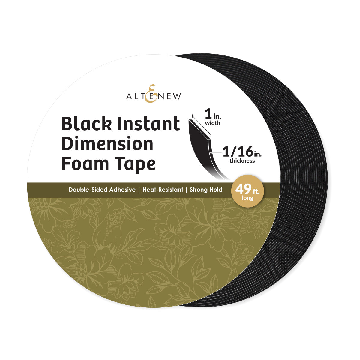 Altenew Black Instant Dimension Foam Tape – 1/16" x 1" x 15m postage as per actuals
