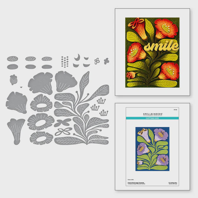 Spellbinders Fresh Picked Angel Trumpets Etched Dies from the More Fresh Picked Collection