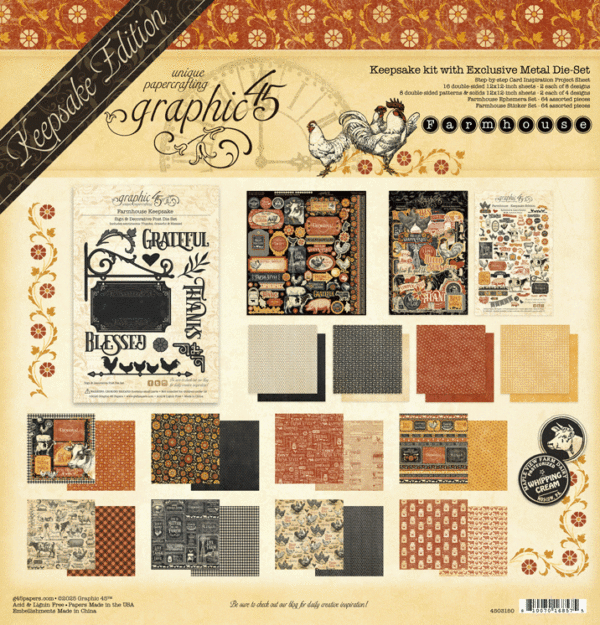 Graphic 45 Farmhouse — Keepsake Kit with Exclusive Metal Die-Set