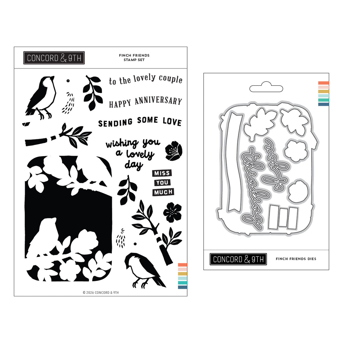 Concord & 9th Finch Friends Stamp Set (6 x 8) & Die Bundle