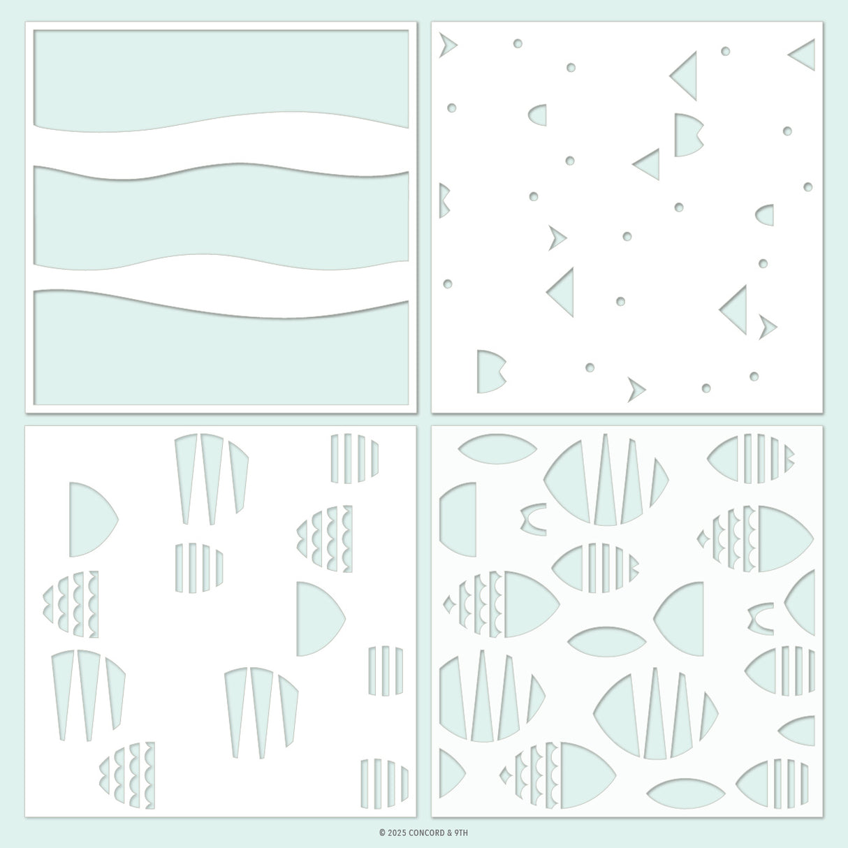Concord & 9th Fish Friends Stencil Pack (4 qty; 6 x 6)