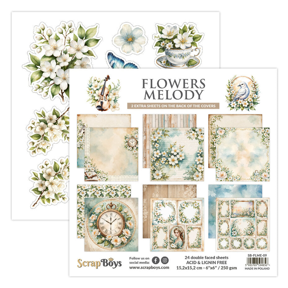 ScrapBoys Flowers Melody 6x6 Inch Paper Pad (SB-FLME-09)