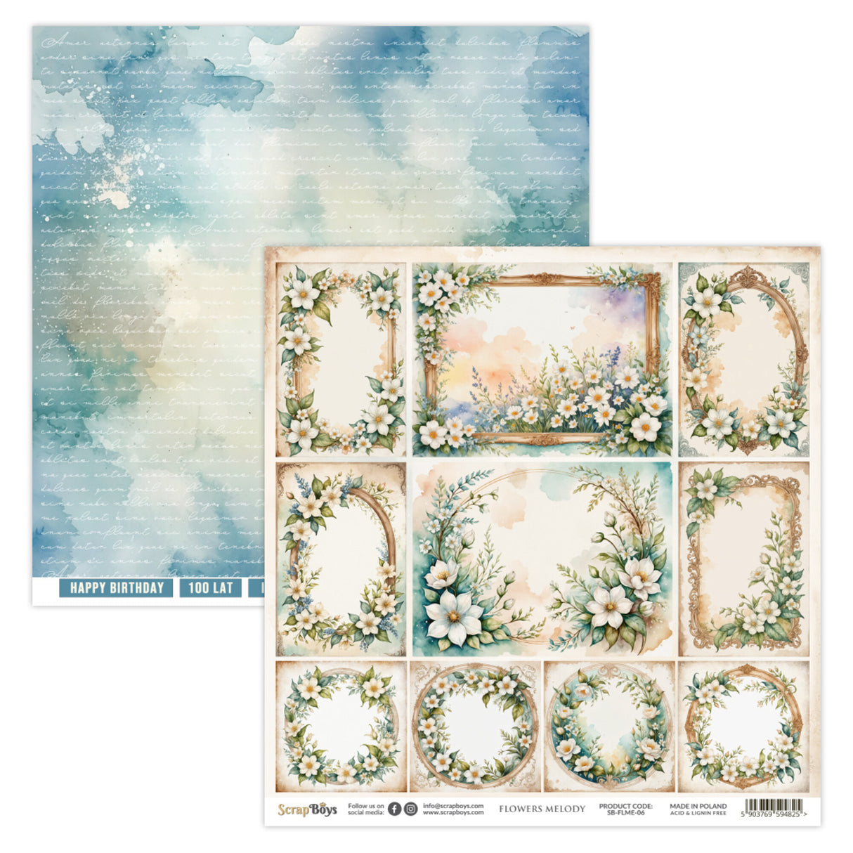 ScrapBoys Flowers Melody 6x6 Inch Paper Pad (SB-FLME-09)