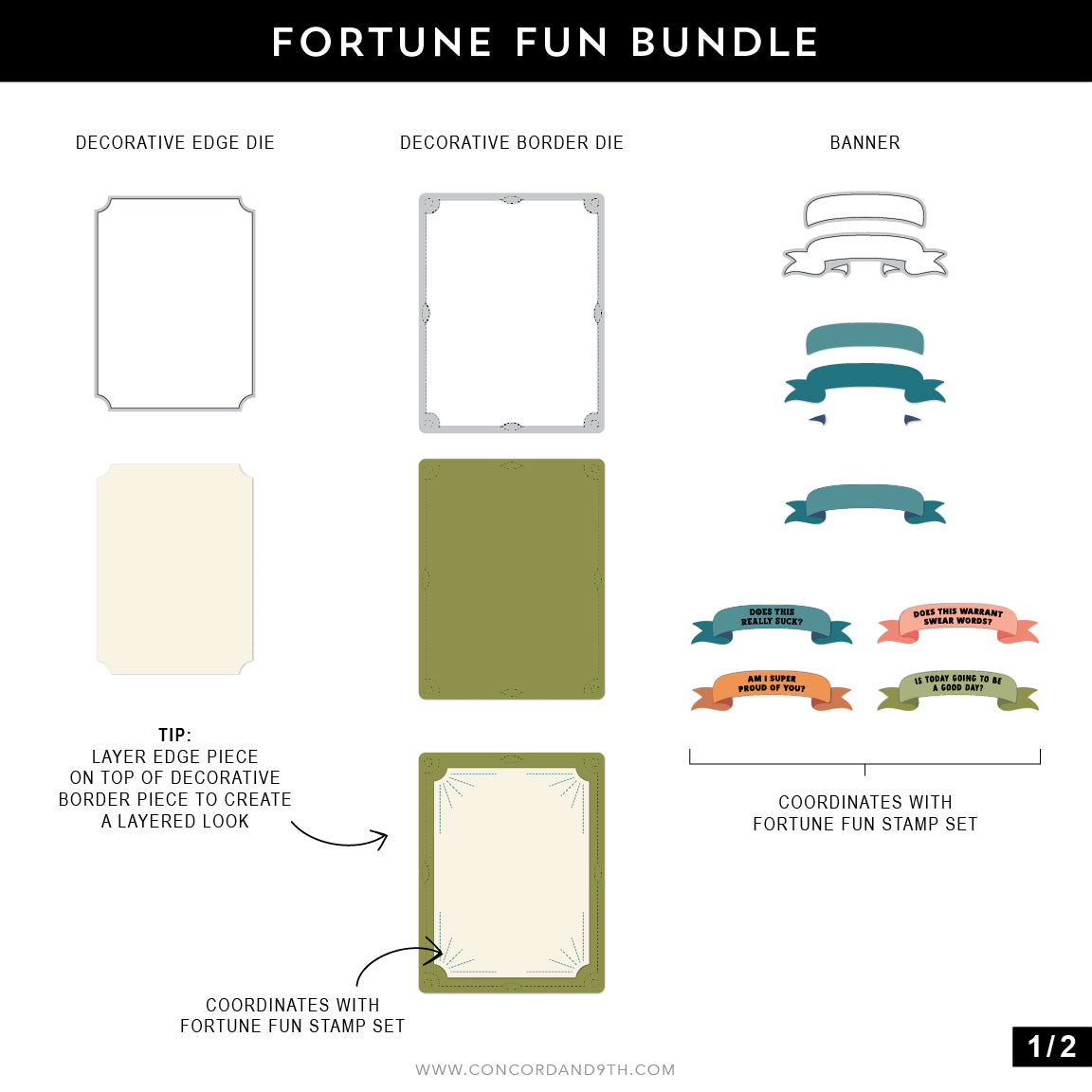 Concord & 9th Fortune Fun Stamp Set (4 x 6) & Die Bundle