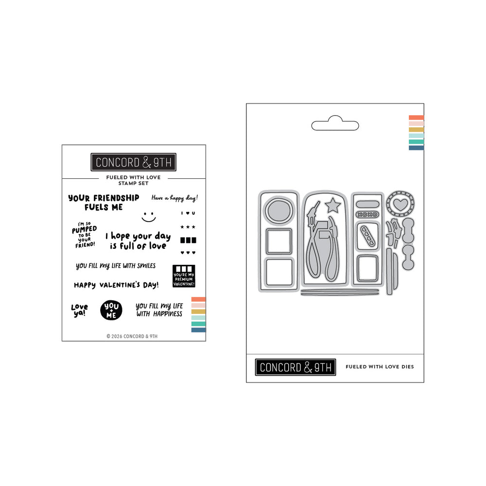 Concord & 9th Fueled with Love Stamp Set (3 x 4) / Die Bundle