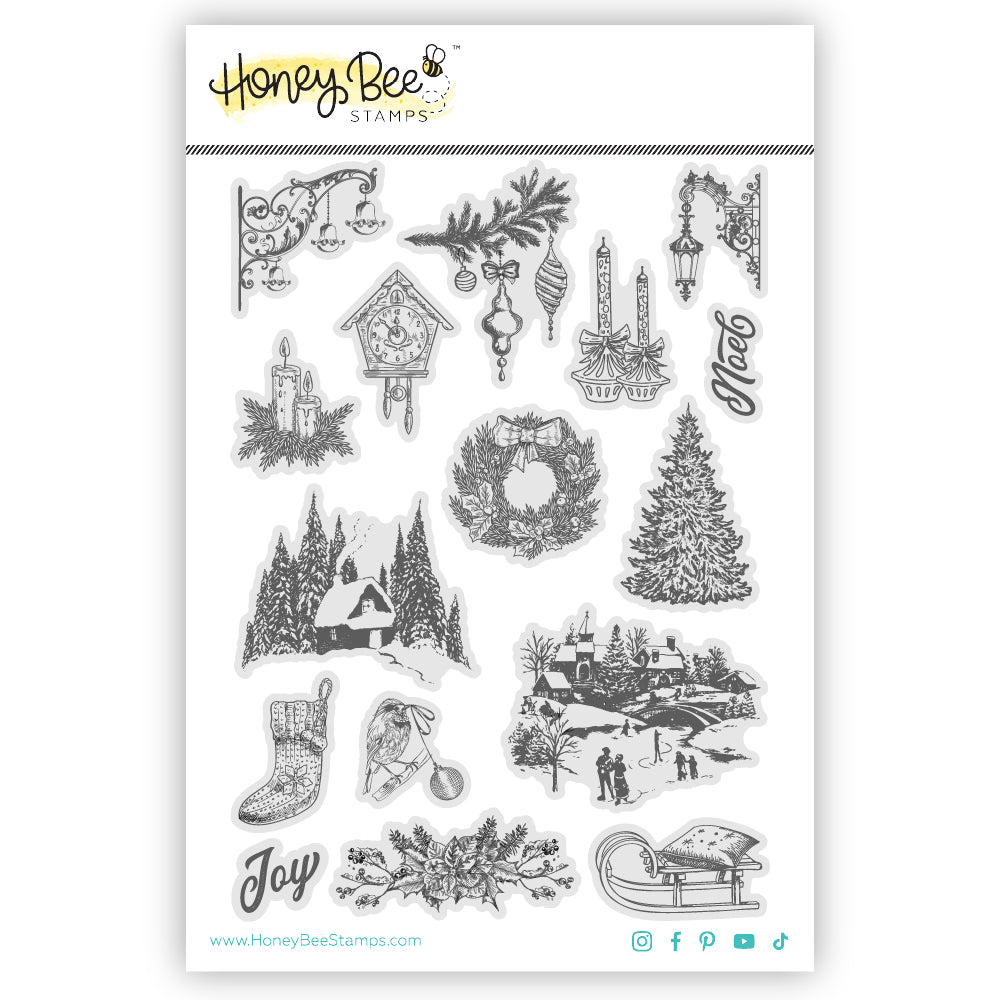 Honey Bee Stamps Gallery Wall: Holiday - 5"x7" Rubber Cling Stamp Set / Die bundle