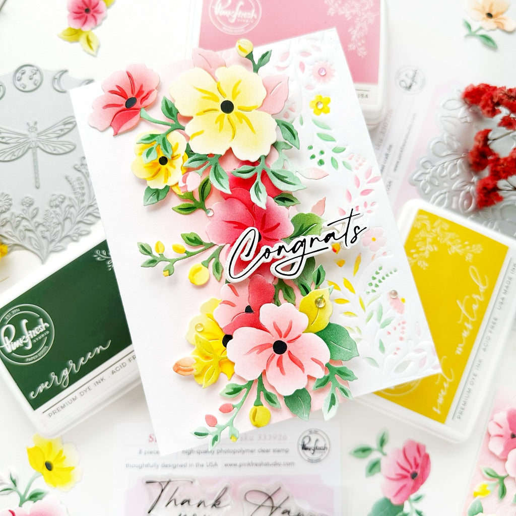 Pinkfresh Studio Gentle Bloomscape die & Stencil Bundle