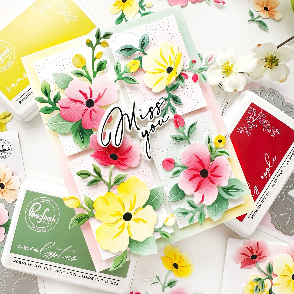 Pinkfresh Studio Gentle Bloomscape die & Stencil Bundle