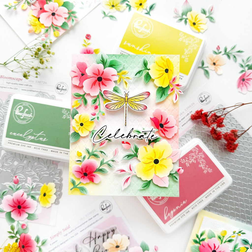 Pinkfresh Studio Gentle Bloomscape die & Stencil Bundle