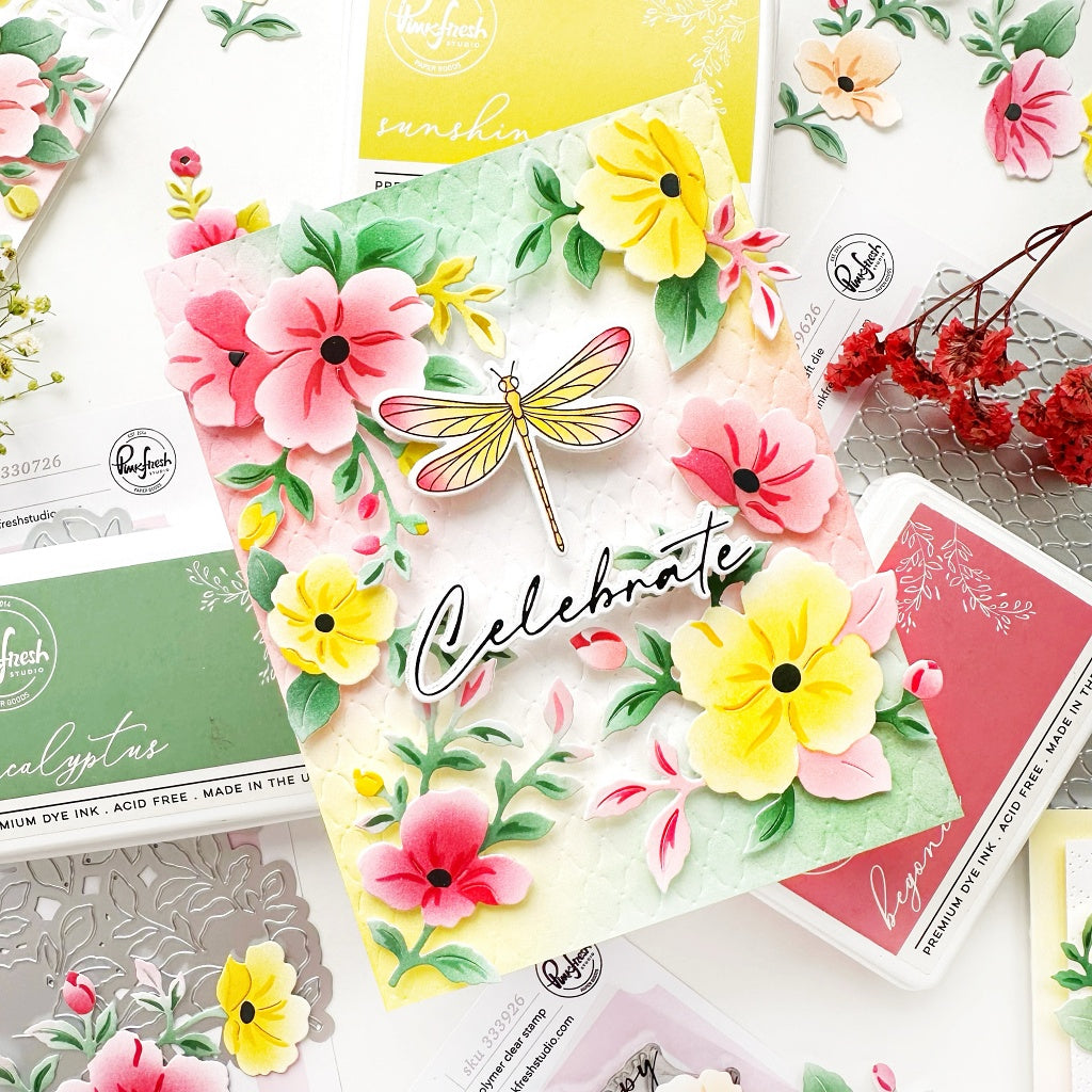 Pinkfresh Studio Gentle Bloomscape die & Stencil Bundle