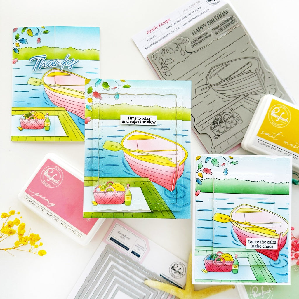 Pinkfresh Studio Gentle Escape Cling Stamp/ Stencil Bundle