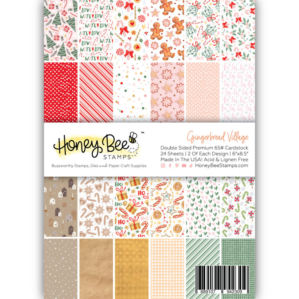 Honey Bee Stamps Gingerbread Village Paper Pad 6x8.5 - 24 Double-Sided Sheets