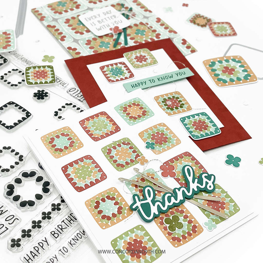 Concord & 9th Granny Square Turnabout™ Stamp Set (6 x 8) & Die Bundle