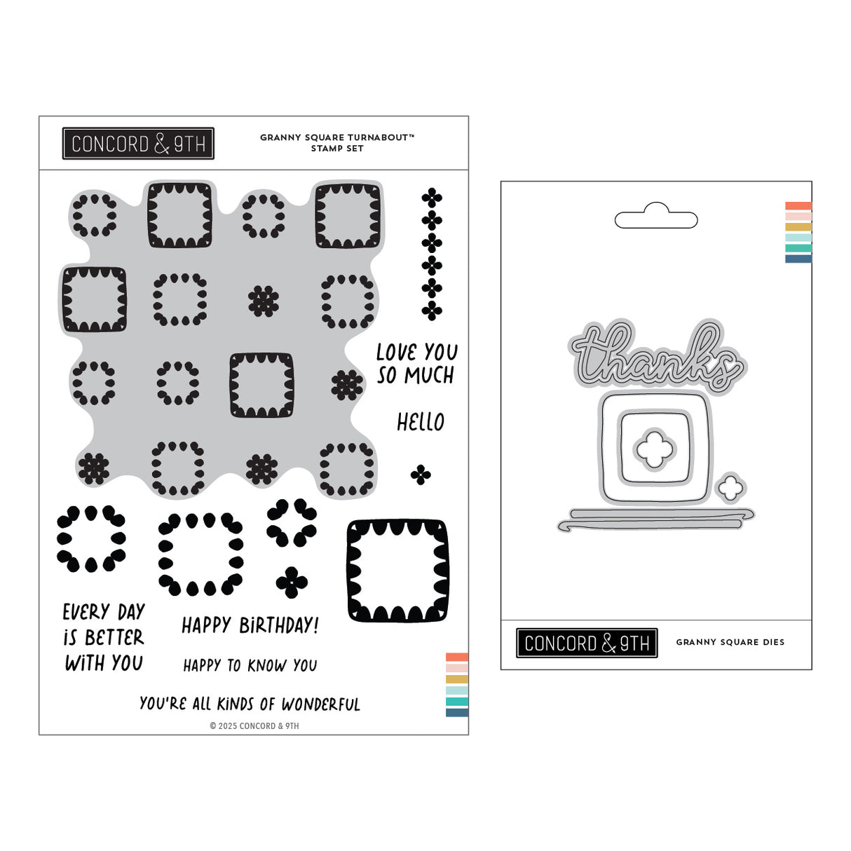 Concord & 9th Granny Square Turnabout™ Stamp Set (6 x 8) & Die Bundle