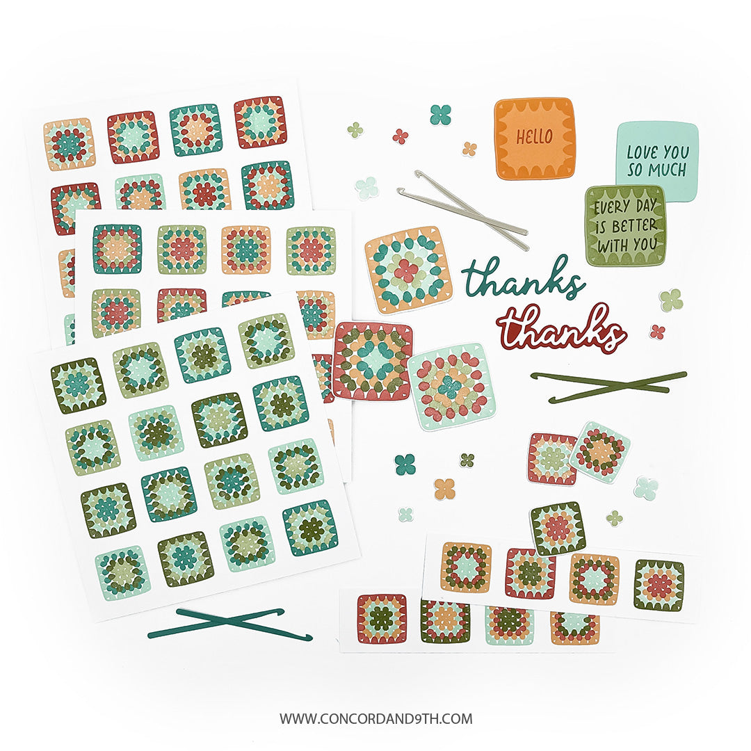 Concord & 9th Granny Square Turnabout™ Stamp Set (6 x 8) & Die Bundle