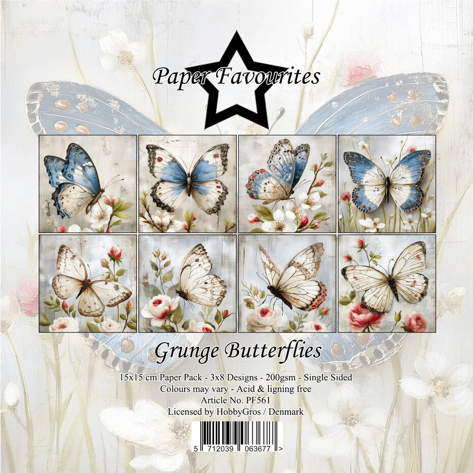 Paper Favourites Grunge Butterflies 6x6 Inch Paper Pad (PF561)