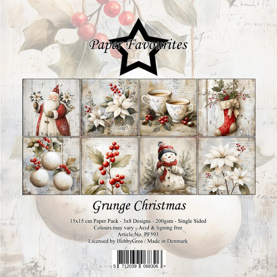 Paper Favourites Grunge Christmas 6x6 Inch Paper Pack - PF593
