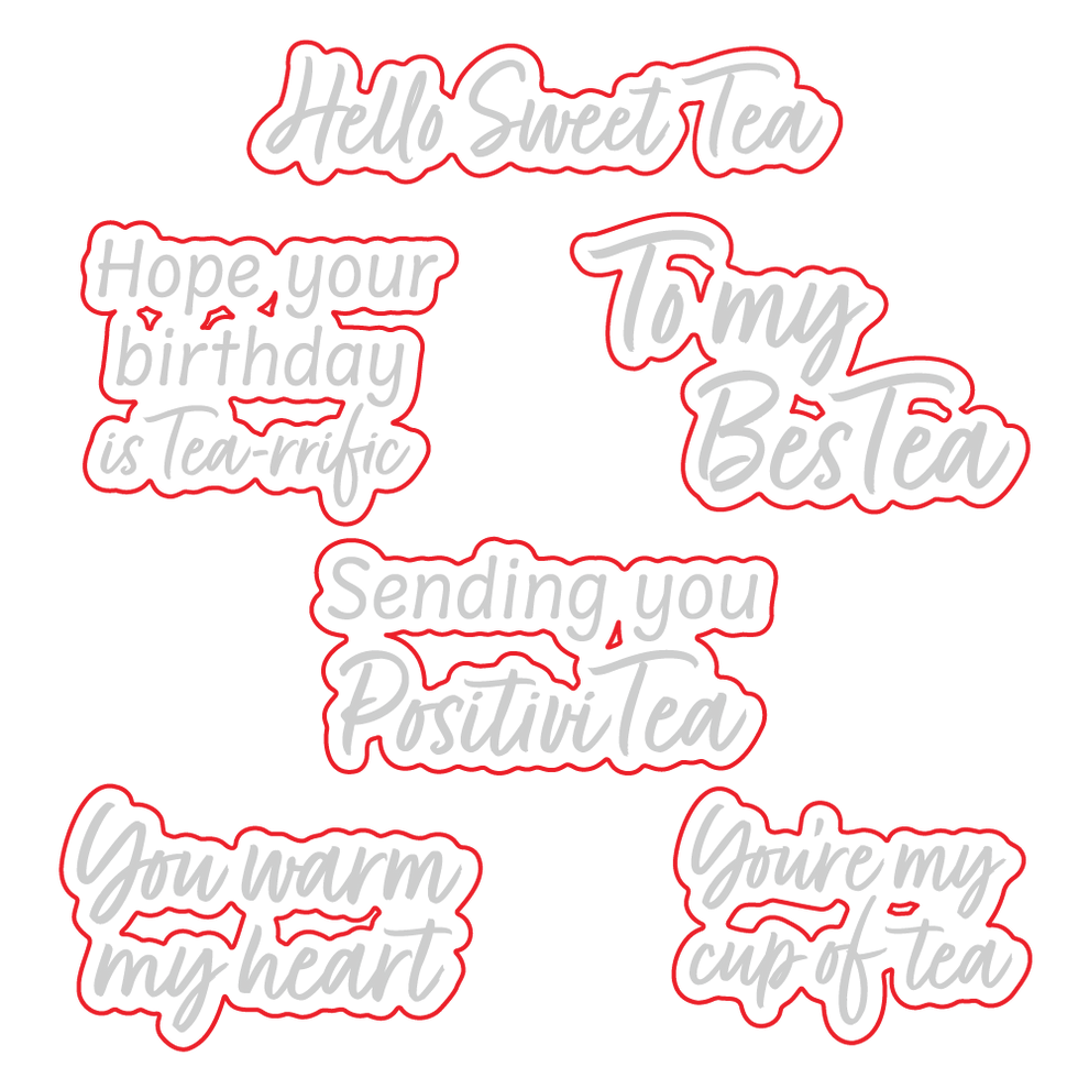 Honey Bee Stamps Hello Sweet Tea - 3x 4 Photopolymer Stamp Set / Die Bundle