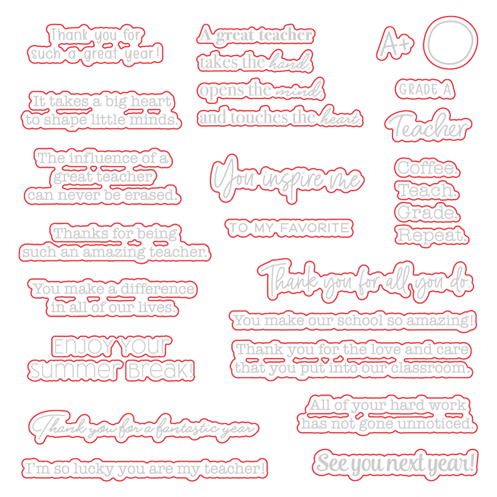 Honey Bee Stamps Grade A Teacher - 6x 6 Photopolymer Stamp Set / Die Bundle