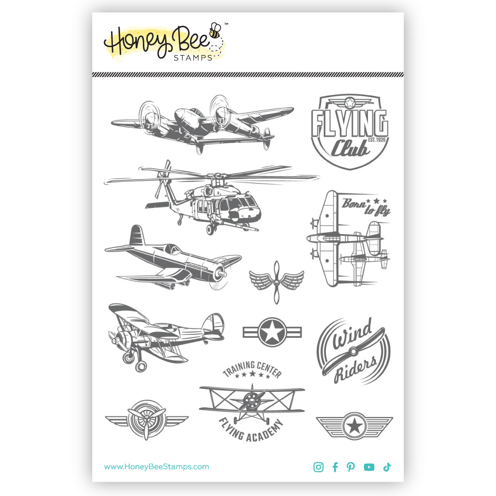 Honey Bee Born To Fly - 5x6 Red Rubber Stamp Set