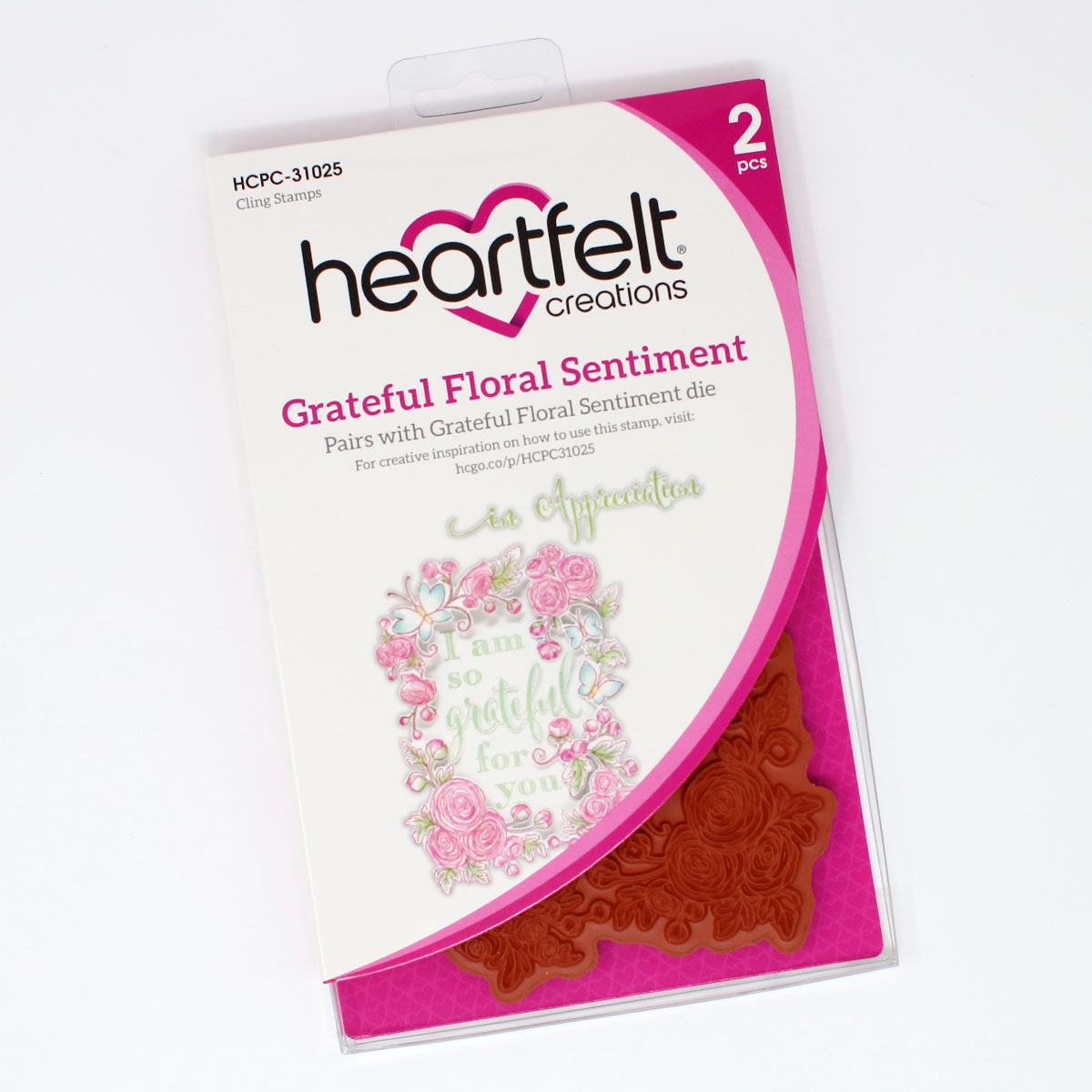 Heartfelt Creations Grateful Floral Sentiment Cling Stamp Set HCPC-31025 & Die HCD1-7461