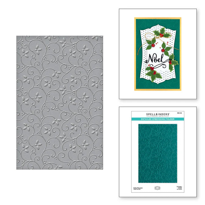 Spellbinders Holly Flourish 2D Embossing Folder from the Christmas Flourish Collection by Becca Feeken
