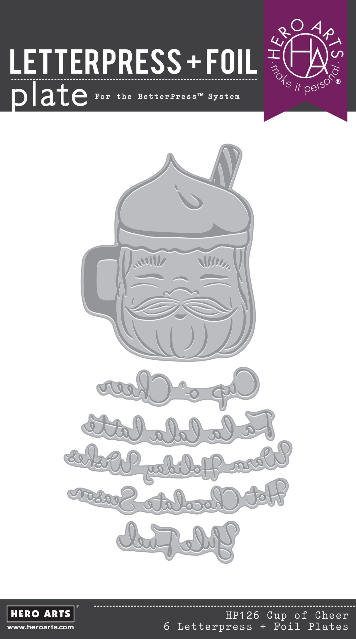 Hero Arts Cup of Cheer BetterPress + Foil Plate from the Yule Fuel Collection