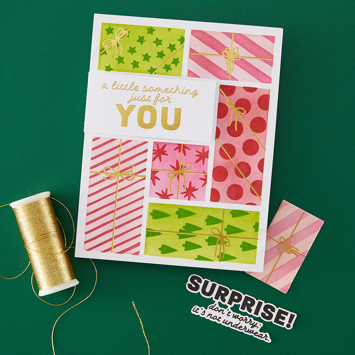 Hero Arts Wrap it Up Letterpress + Foil Plates with Placement Guide from the Best Gift Ever Collection