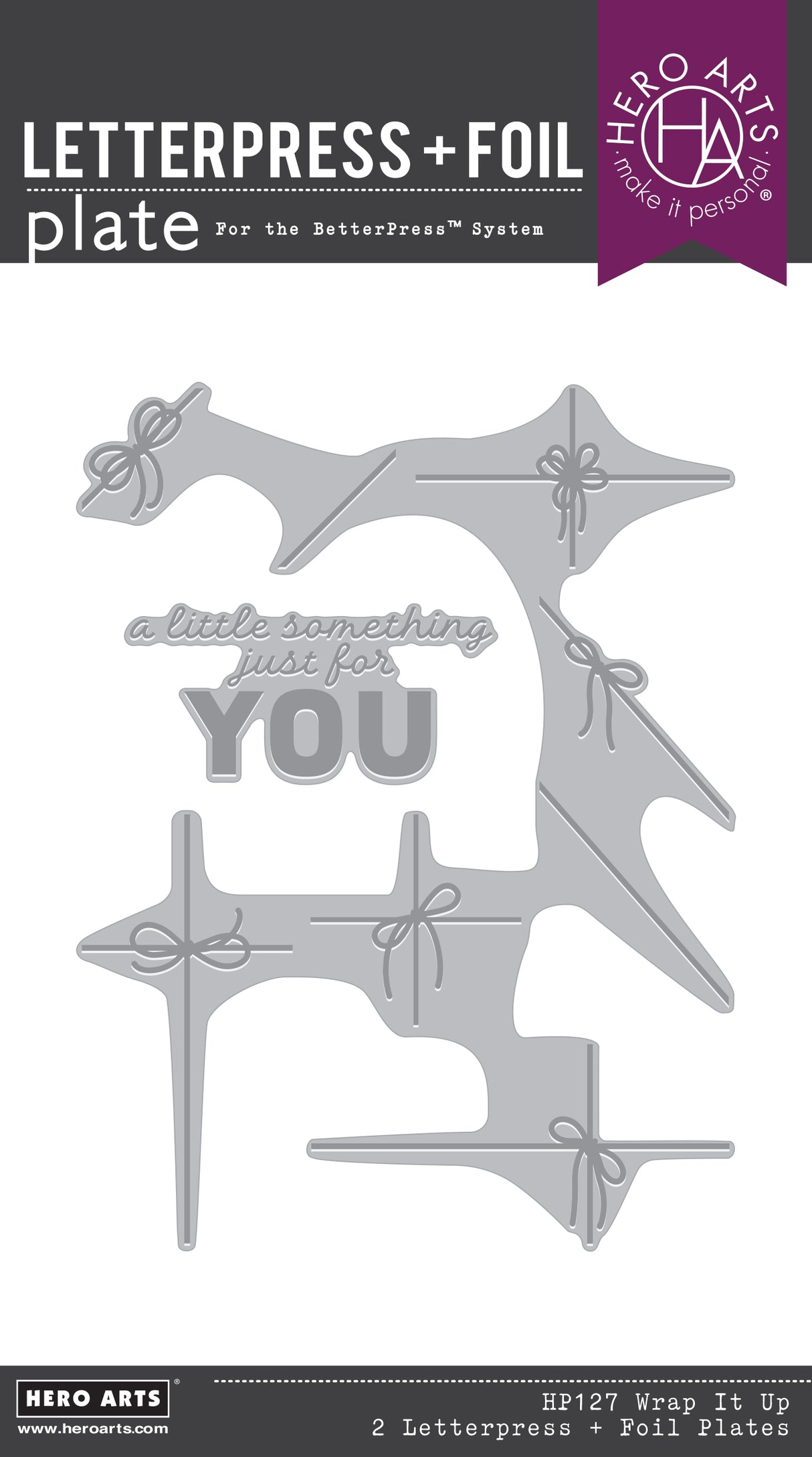 Hero Arts Wrap it Up Letterpress + Foil Plates with Placement Guide from the Best Gift Ever Collection