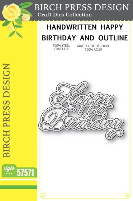 Birch Press Design Handwritten Happy Birthday and Outline