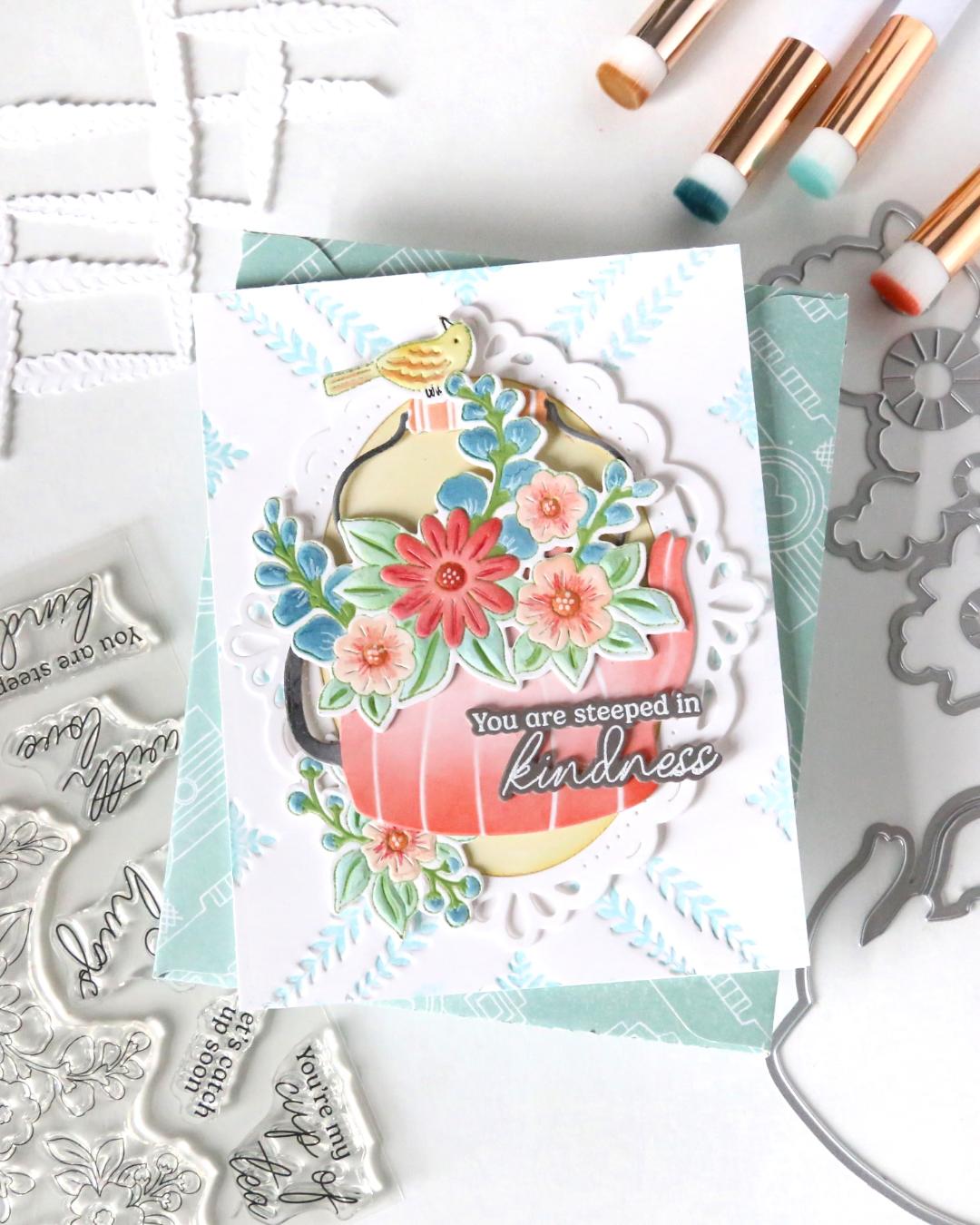 Pinkfresh Studio Steeped in Kindness stamp/die/ stencil/ press plate Bundle