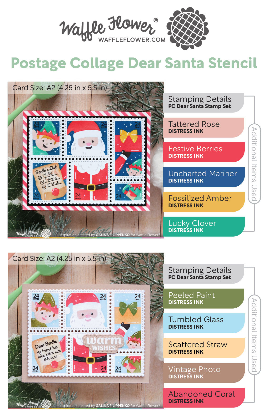 Waffle Flower Crafts Postage Collage Dear Santa Stencil