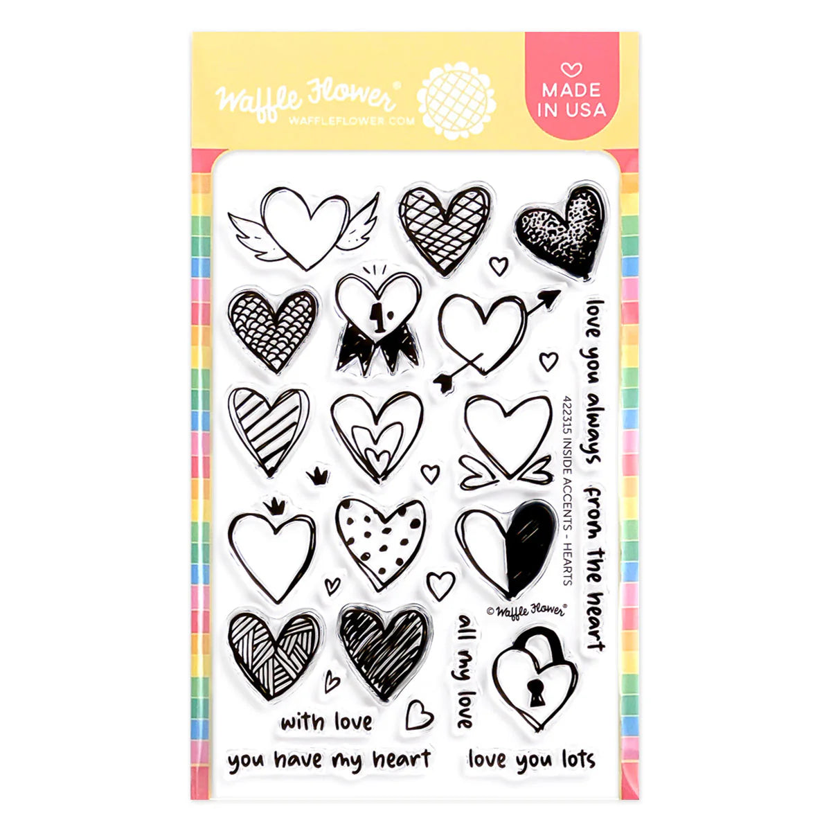 Waffle Flower Craft Inside Accents - Hearts Stamp Set